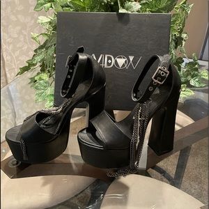 New in Box Widow Warrior Spirit Platform Heels with Sword Charm and Chains